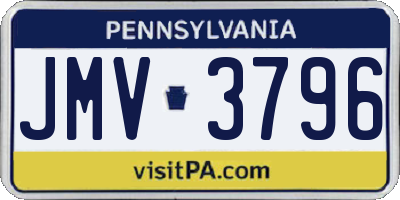 PA license plate JMV3796