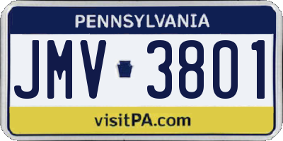 PA license plate JMV3801