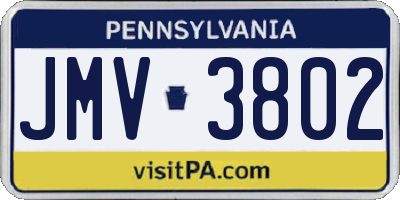 PA license plate JMV3802