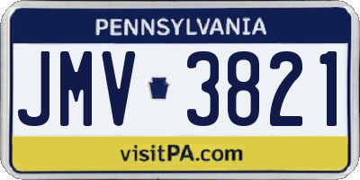 PA license plate JMV3821