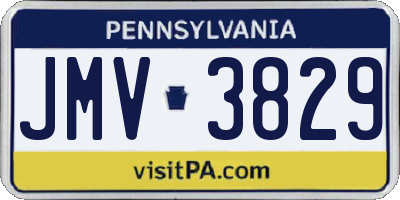 PA license plate JMV3829