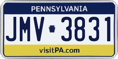 PA license plate JMV3831