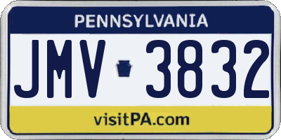PA license plate JMV3832