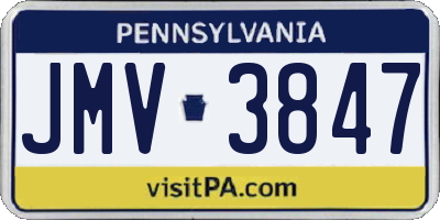 PA license plate JMV3847