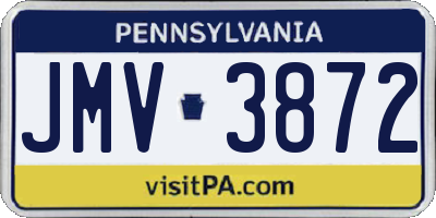 PA license plate JMV3872