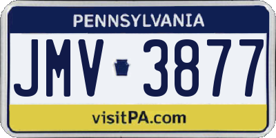 PA license plate JMV3877