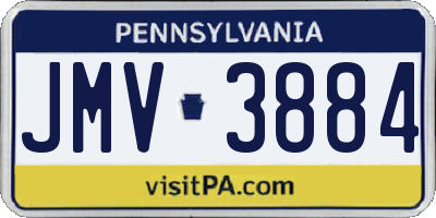 PA license plate JMV3884