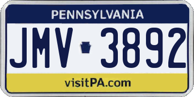PA license plate JMV3892