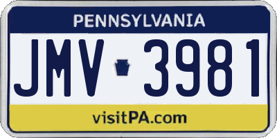 PA license plate JMV3981