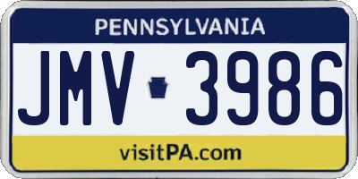 PA license plate JMV3986