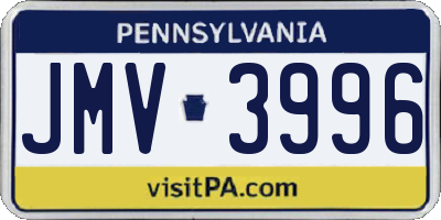 PA license plate JMV3996