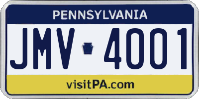 PA license plate JMV4001