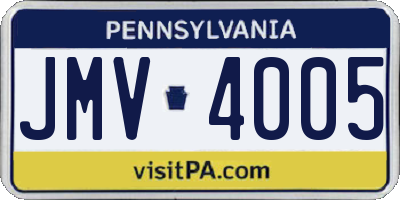 PA license plate JMV4005
