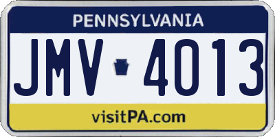 PA license plate JMV4013