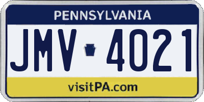 PA license plate JMV4021