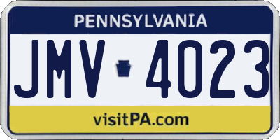 PA license plate JMV4023