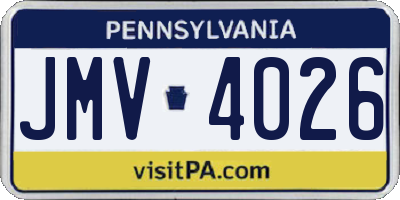 PA license plate JMV4026