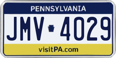 PA license plate JMV4029
