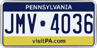 PA license plate JMV4036