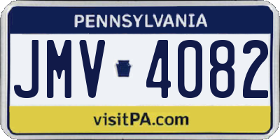 PA license plate JMV4082