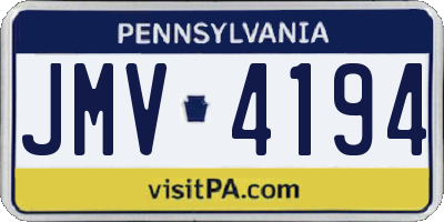 PA license plate JMV4194
