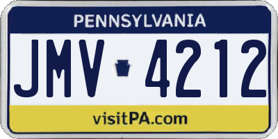 PA license plate JMV4212