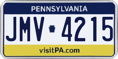 PA license plate JMV4215