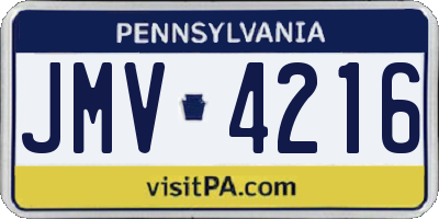 PA license plate JMV4216