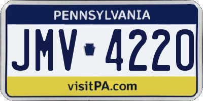 PA license plate JMV4220