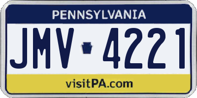 PA license plate JMV4221