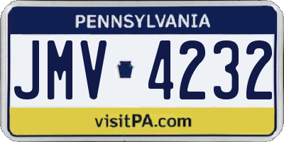 PA license plate JMV4232