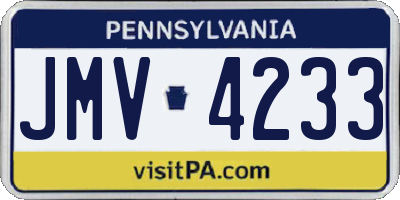 PA license plate JMV4233