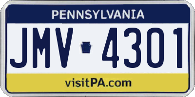PA license plate JMV4301