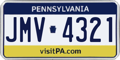 PA license plate JMV4321