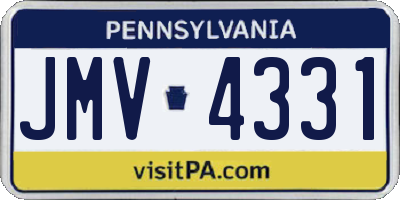 PA license plate JMV4331