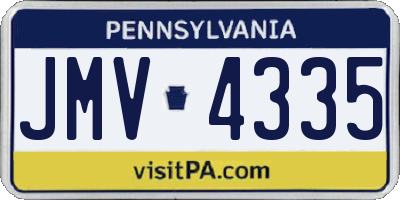 PA license plate JMV4335