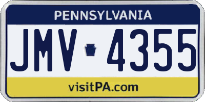 PA license plate JMV4355
