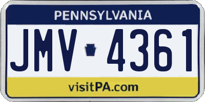 PA license plate JMV4361