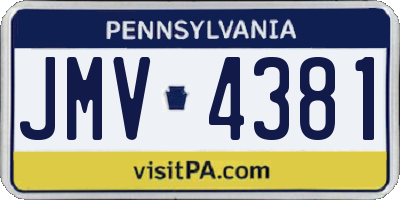 PA license plate JMV4381