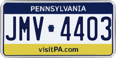PA license plate JMV4403