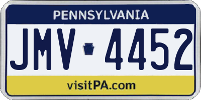 PA license plate JMV4452