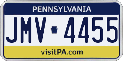 PA license plate JMV4455