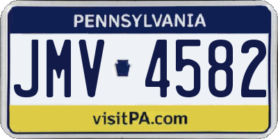 PA license plate JMV4582