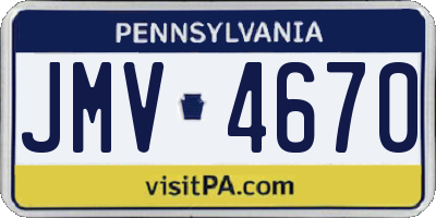 PA license plate JMV4670