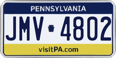 PA license plate JMV4802