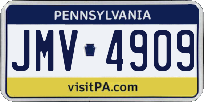 PA license plate JMV4909
