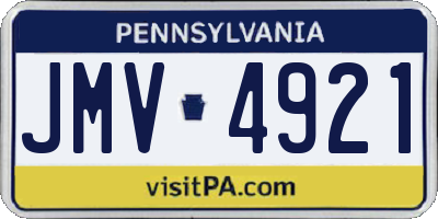 PA license plate JMV4921