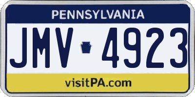 PA license plate JMV4923