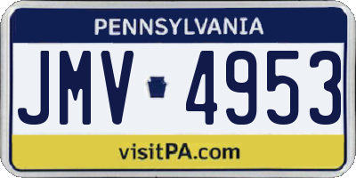PA license plate JMV4953