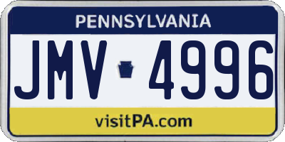 PA license plate JMV4996
